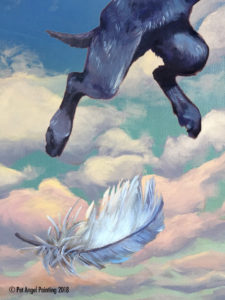 Short hair black dog Pet Angel Painting