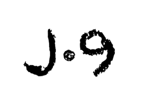 A black and white image of the word j. O. 9