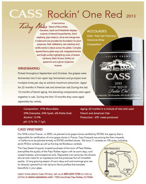A page of information about cass winery.