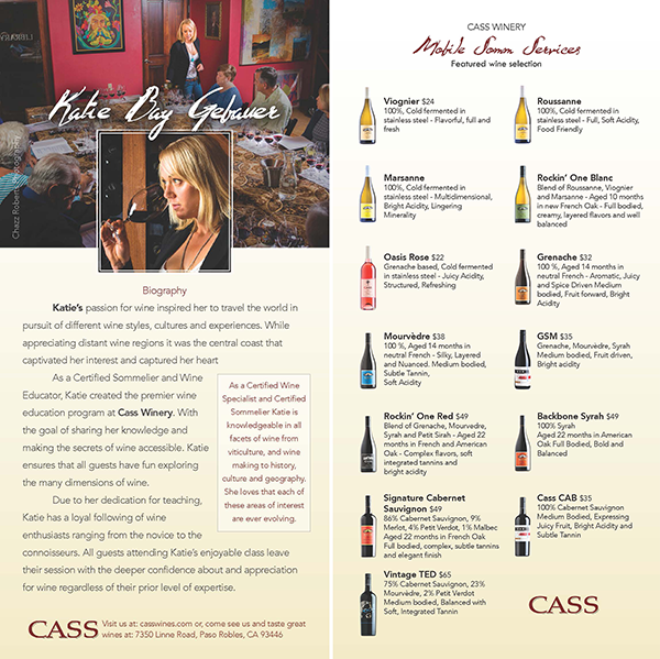 Winery Rack Card - Front and Back
